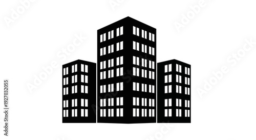 Modern Cityscape Silhouette: Minimalist High-Rise Buildings Icon