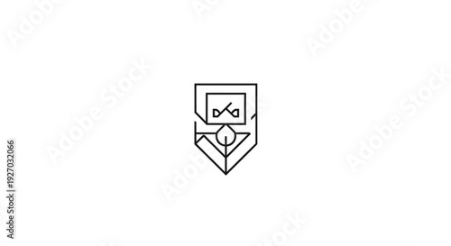 Simple Line Art Shield Protection Symbol.
