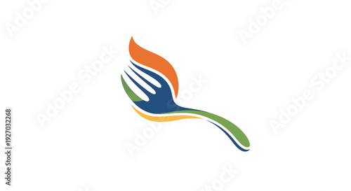 Stylized Fork Logo Design Element.