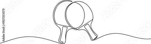Ping pong rackets one line art. Continuous line drawing of table tennis, sport, fitness, activity, game, paddles, training, leisure, rubber, wood. one line Icon drawing