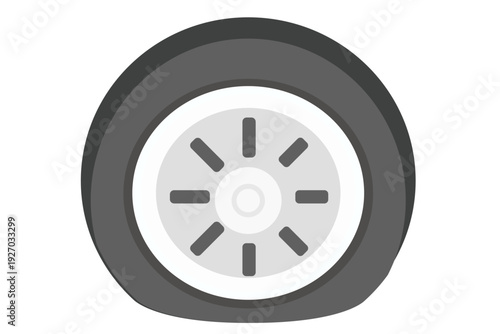 パンクしたタイヤのフラットイラスト 車のトラブル ベクター素材