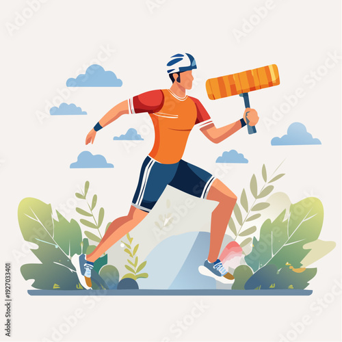 Athlete running with a torch, symbolizing victory and sportsmanship