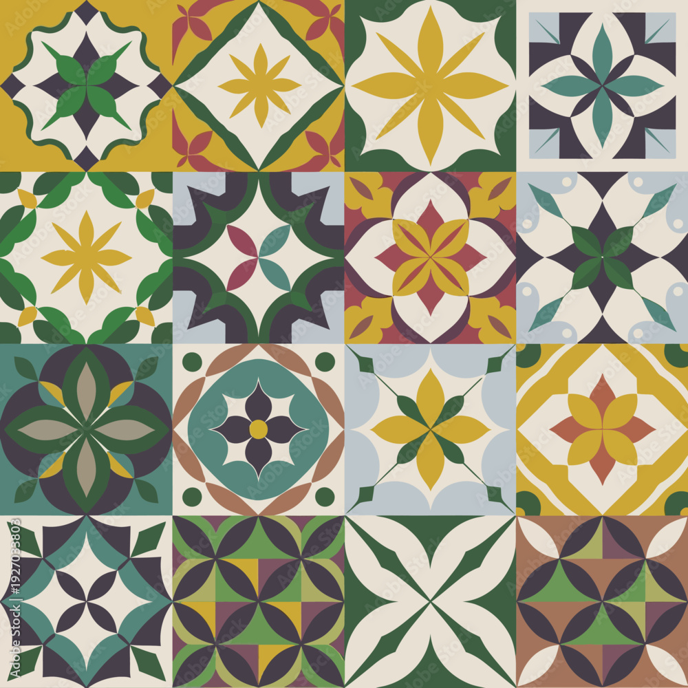 Fototapeta premium vector illustration hires Collection of High-Resolution Abstract Seamless ornament Patterns with Diverse Designs and Textures