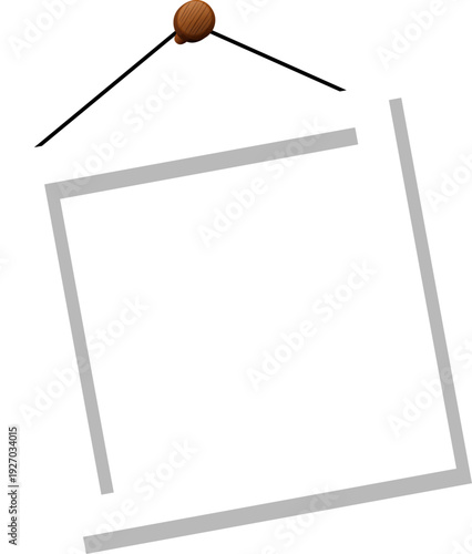 Blank hanging photo frames with pins and strings 