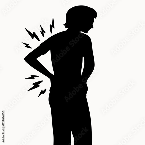 Person experiencing lower back pain with lightning bolt symbols
