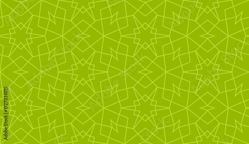 Green islamic geometric seamless pattern, background in duotone pistachio color