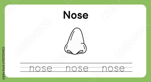 Nose tracing worksheet for kids learning