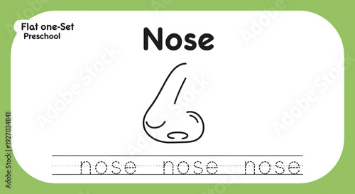 Nose tracing worksheet for preschool education