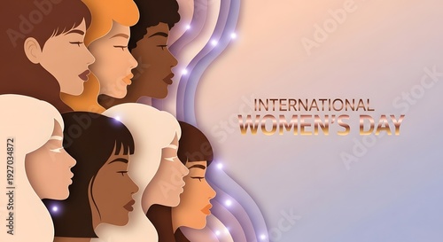 Profiles of Diverse Women with Metallic Typography Poster Design