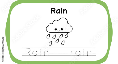 Rain cloud tracing worksheet for kids learning