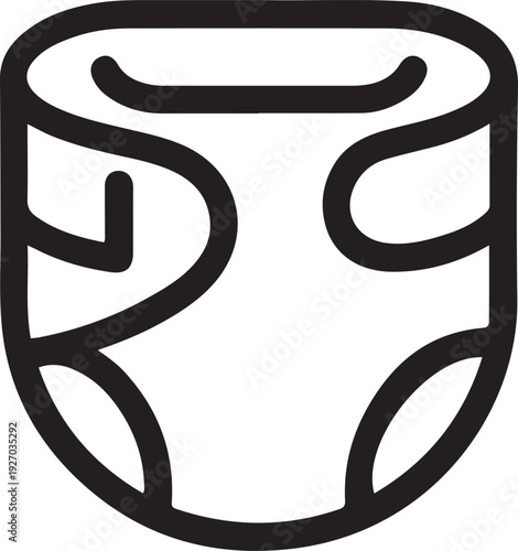 Baby diapers. Vector illustration. one line Icon drawing