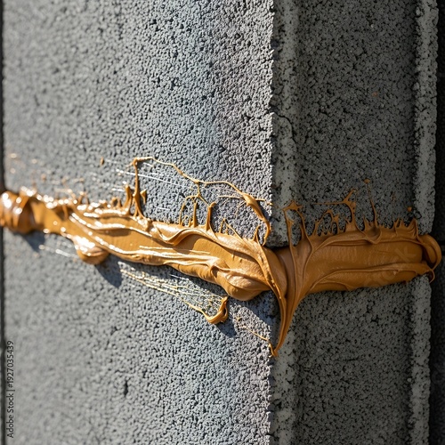 Peanut butter splattered on concrete wall clothing