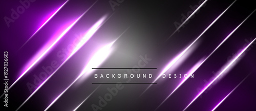 Dark background features vibrant purple light streaks. Bright central glow draws attention. Modern design element for digital projects.