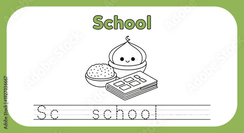 School coloring page for kids. Education concept