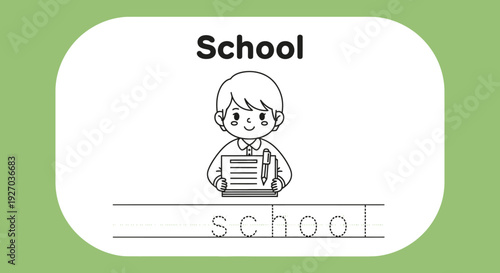 School worksheet for kids with boy and word tracing