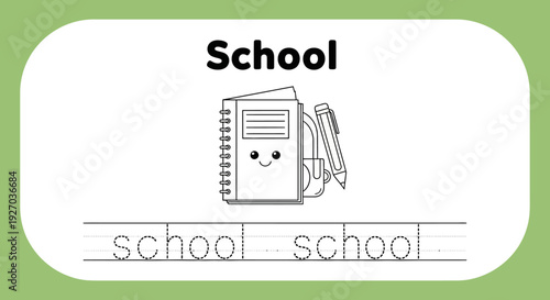 School worksheet for kids, handwriting practice