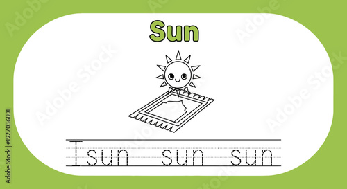 Sun tracing practice worksheet for kids. Handwriting learning