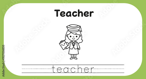 Teacher coloring page for kids, educational activity