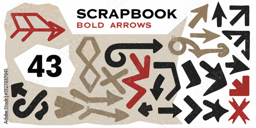 A scrapbook page featuring various bold arrows and the number 43