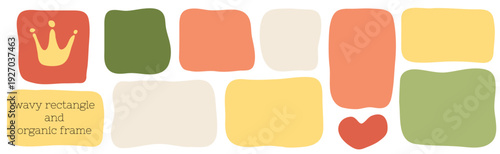 Shape rectangle doodle and frame square organic with text box wavy. Curvy cloud abstract and vector wave drawn with irregular amoeba zig. Hand shape bubble and line frame edge with form.