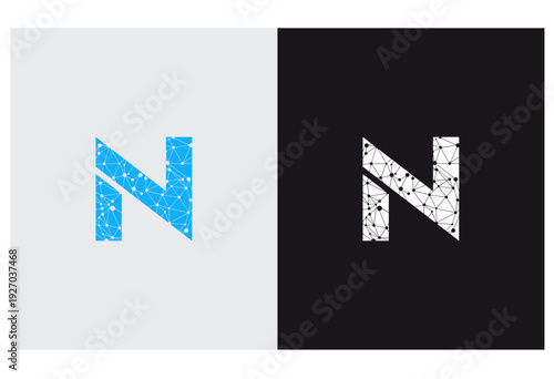 letter N logo technology connection