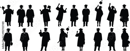 Graduation Silhouette Mega Pack: Students with Diploma and Academic Gown