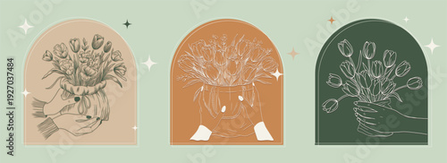 Flower one rose with line outline art and continuous floral abstract. Spring simple icon with modern minimalist lily and sketch plant petal. Vector illustration flower with design summer line.