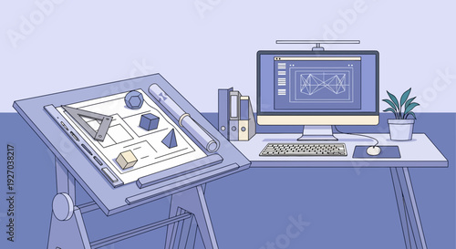 Digital Drawing Tablet and Computer Setup.