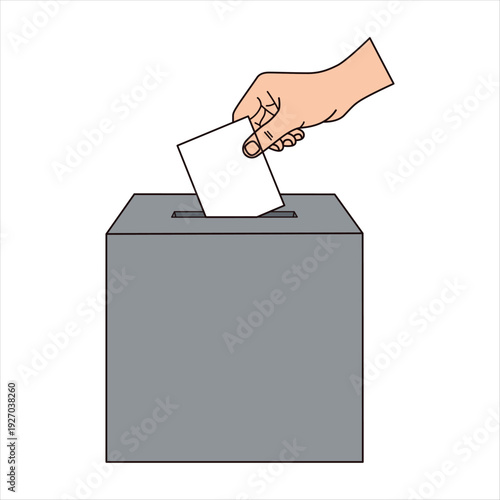 Hand Casting Vote in Ballot Box Vector Illustration