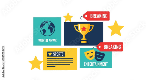 News Headlines and Entertainment Graphics Display.