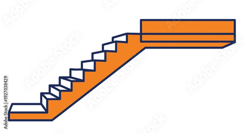 Orange Staircase with Sawtooth Design Element.