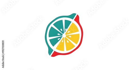 Colorful abstract lemon logo with geometric design