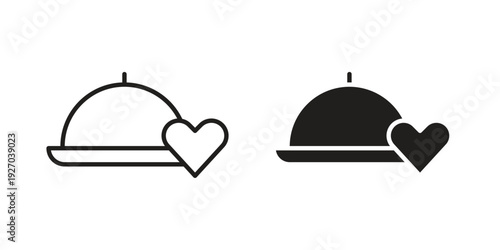 Wedding dinner icons for web design set in black stroke and solid style. EPS10