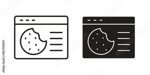 web Cookies icons for web design set in black stroke and solid style. EPS10