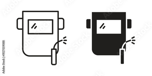 Welding icons for web design set in black stroke and solid style. EPS10