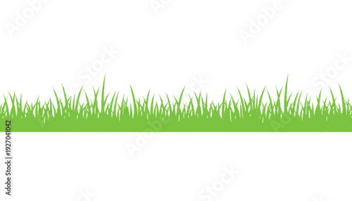 Minimalist Green Grass Silhouette Border on Solid Black Background