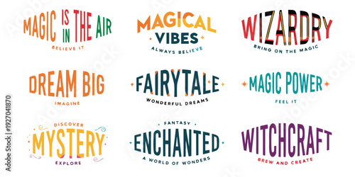 USA, US, U.S, United States - Circular Magical Typography SVG Set – Enchanted Lettering Vector Banner, Whimsical Text Card Design, Layered Cricut Cut File for Flyer, Poster & Party Decor
