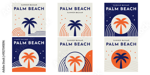 USA, US, U.S, United States - Minimal Palm Silhouette Circle SVG Set – Modern Tropical Palm Tree Vector Banner, Simple Beach Card Design, Clean Cricut Cut File for Flyer, Poster & Vacation Decor
