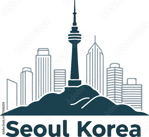 Seoul Korea Skyline Silhouette Vector