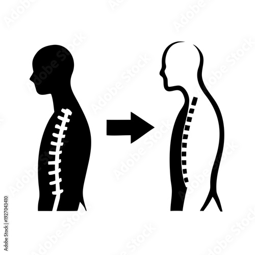 Person with healthy spine transforming into someone with poor posture