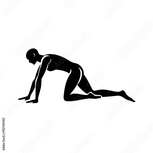 Athlete in dynamic running start position ready to sprint