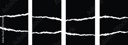 Abstract black and white torn paper grunge vector background design