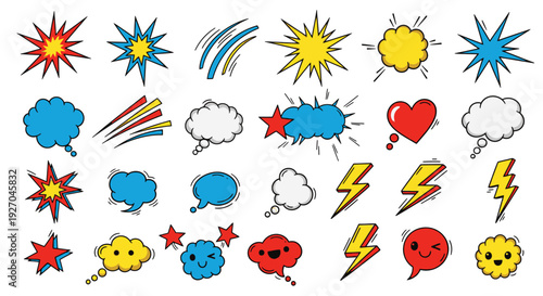 Colorful Cartoon Emoticons and Expressions.