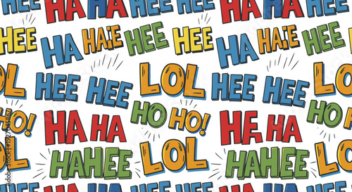 Vibrant colorful laughter expressions seamless pattern background.