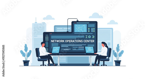 Network Operations Center Team Monitoring Systems.