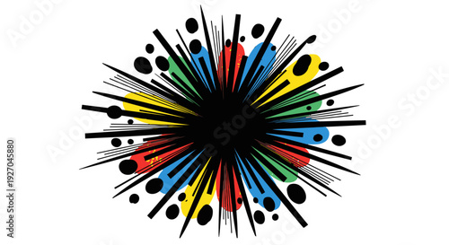 Vibrant colorful explosion abstract design element.