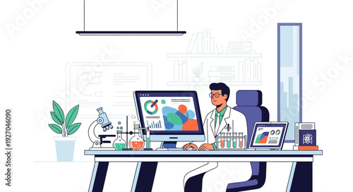 Scientist working diligently in a modern laboratory setting.