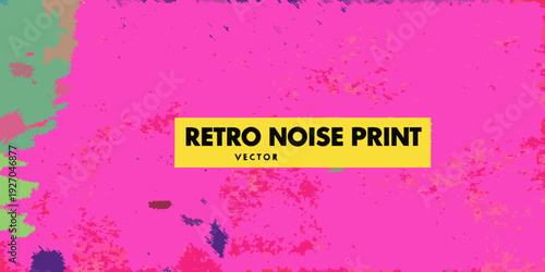 Abstract retro noise print with vibrant pink teal and yellow hues