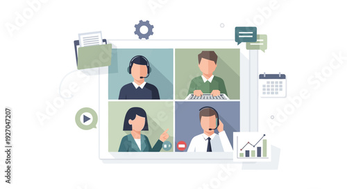 Online Meeting Business People Communication Virtual Conference.