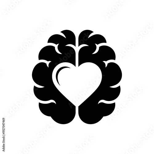 Heart Brain Icon Symbol - Love and Logic